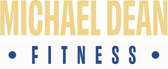 Michael Dean Fitness logo - white and gold version